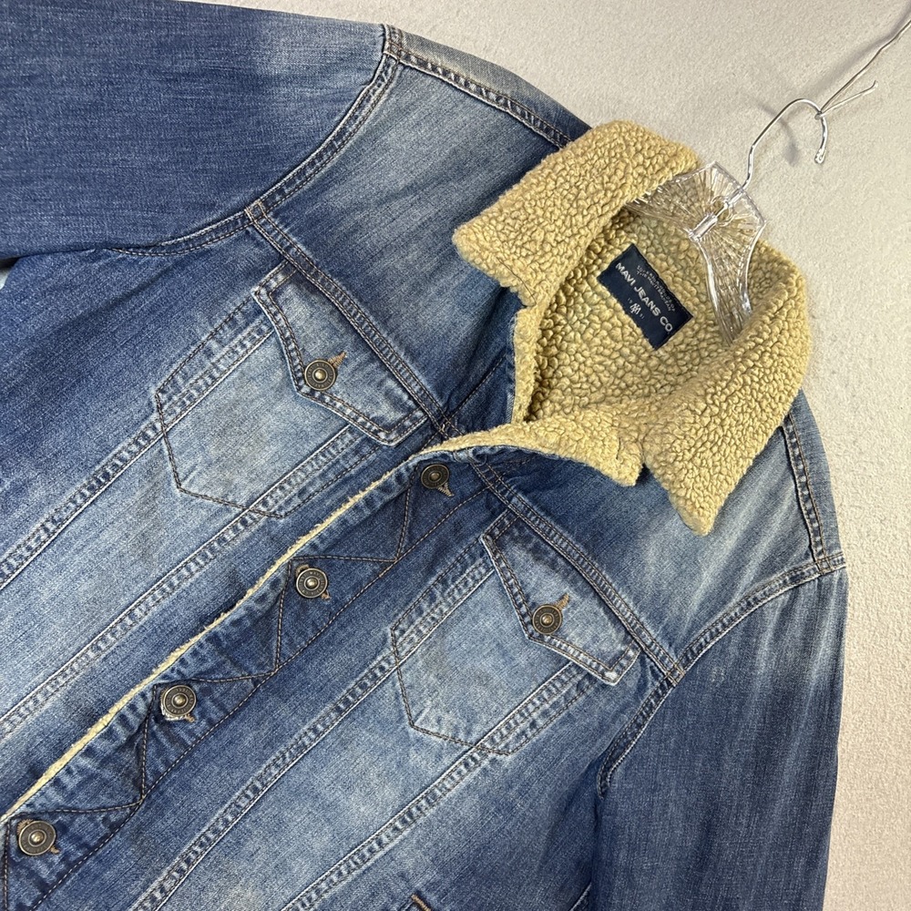 MAVI Jeans Co "Danny" Sherpa Lined Denim Trucker Jacket Women's Size Large